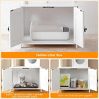 HOOBRO Cat Tree Tower with Litter Box Enclosure for Indoor, Wooden Cat Condo with Scratching Posts, Litter Box Furniture Hidden, All-in-One Cat House, White WT15MZ03