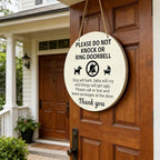 Baby Sleeping Sign For Front Door Do Not Ring Doorbell Sign Wooden Do Not Knock Or Ring Doorbell Signs Baby Sleeping No Doorbell Signs For New Parents Gifts