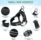 SlowTon No Pull Small Dog Harness and Leash Set, Puppy Soft Vest Harness Neck & Chest Adjustable, Reflective Lightweight Harness & Anti-Twist Pet Lead Combo for Small Medium Dogs(B,L)