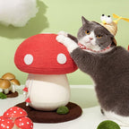 Happy & Polly Mushroom Cat Scratcher Toy, Red and White, Floor Mount, Modern Style, for Indoor Climbing (Red, Mediu)