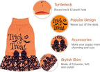 CuteBone Halloween Dog Sweater Dress Trick or Treat Knit Turtleneck Puppy Sweater with Bowtie Harness Hole Pullover Winter Dress for Small Medium Dogs and Cat Pet Apparel