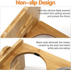 Elevated Dog Bowls, Adjustable Raised Tilted French Bulldog Food Water Bowl, Slanted Bamboo Pet Feeding Station with Stainless Steel Bowl for Small & Medium Dogs, Cat Kitten Flat Faced Puppy Feeder