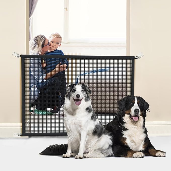 Cupount Dog Screen Mesh Gate for Stairs Pet Gates for The House: for Doorways Stairways Indoor 29 inches Tall, 38 inch Wide, Fits 32-35 inch Openings