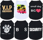 6 Pack Dog Clothes for Small Dog Black Puppy t Shirts Soft Chihuahua Clothes K9 Security Pattern Small Puppy T Shirt Summer Autumn