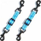 2 Pcs Dog Collar Safety Clips with Double Ended Clasps | Adjustable Collar Backup Clip for Dog Harness & Collars Connectors, Training for Walking, Running, and Hiking, Safety Clip - Blue