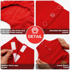cyeollo Dog Pajamas Turtleneck Thermal Dog Pjs Fleece Stretchy Jumpsuit Warm Pet Clothes Doggie Jammies Winter Outfits for Small Size Dogs Color Red