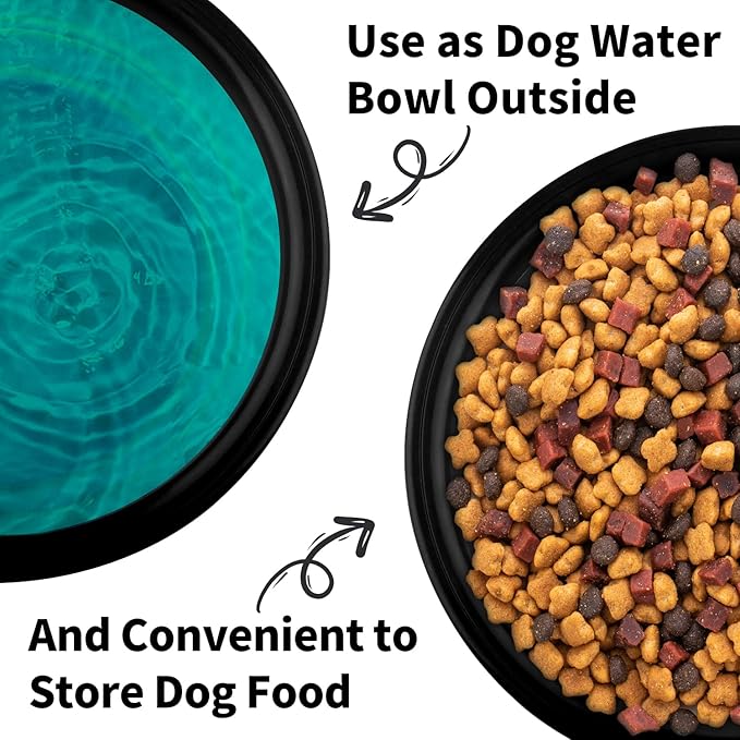 Collapsible Dog Bowls-2 Pack Large Size for Large/Medium Dogs, Pet Travel Water Bowl, Dogs Cat Portable Water Bowl, Dog Pet Feeding Watering Dish Outdoor Hiking Parking Traveling with 2 Carabiners