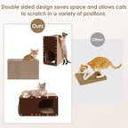 EHEYCIGA Cardboard Cat Scratcher House, 20-Inch Corrugated Cat Scratcher for Indoor Cats, Large Scratching Board Pad, Dark Brown
