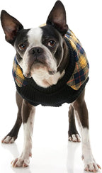 Gooby Fashion Vest Check Dog Jacket - Yellow Check, Small - Warm Zip Up Dog Bomber Vest with Dual D Ring Leash Water Resistant for Small to Medium Dogs