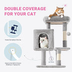 Allewie 29 Inches Cat Tree Tower/Plush Perches Platform/Condo/House/Sisal Scratching Posts/Multi-Level Activity Center Furniture for Kittens/Grey