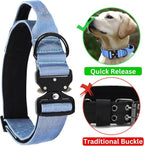 Heavy Duty Tactical Dog Collar – Adjustable Nylon w/Metal Buckle, Durable & Comfortable for Medium to Large Dogs (German Shepherd, Labrador, Rottweiler), Light Blue, Large, for Training & Outdoor Use