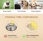 Ceramic 0.9 Cup Raised Slow Feeder Dog Bowl Set, Elevated 6.1inch Slow Dish and 6.1inch Water Bowl with Wooden Stand for Small Dogs (2 x Light Yellow+ Stand)