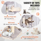 Happybuy Cat Tree for Indoor Cats, 72" Cat Tower with 2 Cat Condos, Sisal Scratching Post, Hammock, Top Perch, Jumping Platforms, Large Cat Furniture Activity Center with Hang Ball, Light Grey