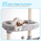 Hey-brother Cat Tree, 98.4-110.2 Inches Floor to Ceiling Cat Tree-Adjustable Height, Tall Cat Climbing Tower for Cats Large Adult with Scratching Post, Cat cando, Light Gray 0MPJ091W