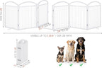 Folding No-Assembly Freestanding Dog Gate with Door,32" Heights Foldable Pet Fence,144" Extra Wide Accordion Puppy Folding Playpen for Doorways,House,Stairs (6 Panels,White)