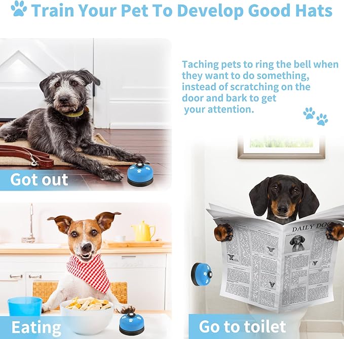 3 Pack Dog Doorbells, Pet Training Bells for Outside Potty Training and Communication, Bell for Dog Cat Puppy Interactive Toys (Light Blue, 3 Pack)