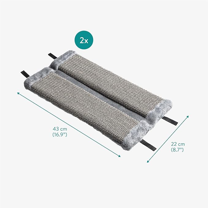 Navaris Wall Mounted Cat Corner Scratcher, Set of 2, Grey - Durable Sisal Cat Scratching Essentials - 4 Nylon Straps for Secure Wall Mounting - Protect Wallpaper and Corners