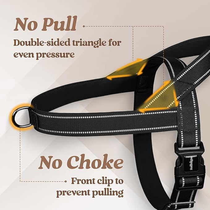 rabbitgoo Dog Harness No Pull, Quick Fit for Small Dogs with Soft Padded Handle, Chest Adjustable Reflective Pet Vest, No Choke Escape Proof for Walking Training, Black S