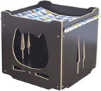 Wooden Cat House Rabbit Hideout with Hammock Stackable Collapsible Cat Kity Cube Room Splicing Bunny Cat Climbing Combination