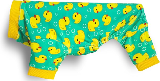 Paiaite Dog Pajamas Onesie: Comfortable Four-Legged Apparel for Small, Medium, & Large Dogs, Polyester Material for Comfort, Wrinkle Resistance, Moisture Wicking, and Stretchiness Yellow Duck L