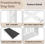 Full Metal Freestanding Dog Gate with Door, 36''Height Foldable Pet Dog Fence for Indoor & Outdoor, 6 Panels Extra Wide Free Standing TallDog Gates for Doorways,House,Stairs,Porch,Deck,Yard