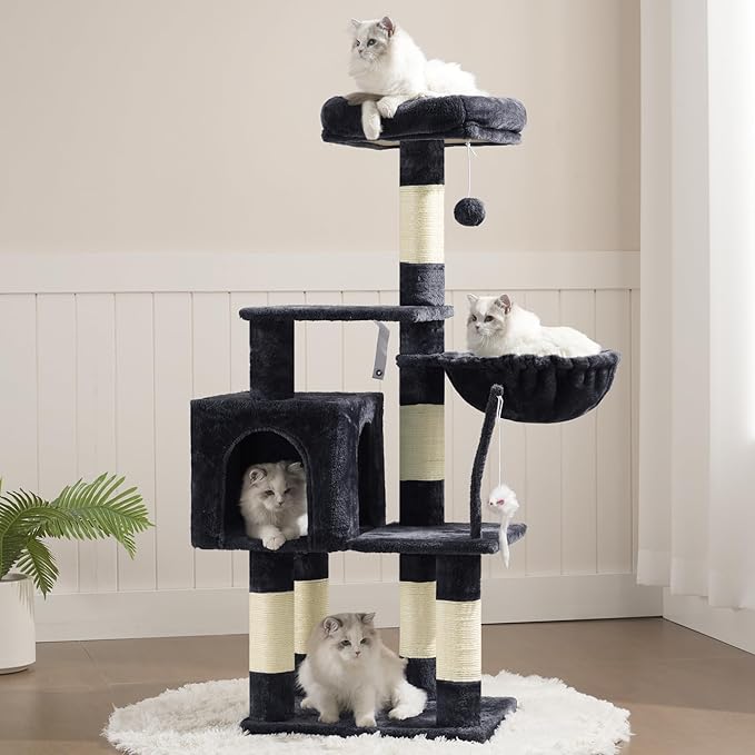Heybly Cat Tree with Toy, Cat Tower Condo for Indoor Cats