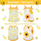 Frienda 4 Pieces Dog Clothes Set Include 2 Pcs Cute Pet Dress Lovely Dog Dress and 2 Pcs Breathable Pet T Shirt Puppy Clothes(Pineapple, Sunflower,X-Large)