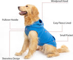 EXPAWLORER Dog Hoodie Fleece Sweater Vest, Hooded Dog Sweatshirt Fall Winter Pet Clothes with Leash Ring, Sleeveless Warm Cozy Puppy Clothing for Cat Small Medium Large Dogs Girl Boy, Blue M