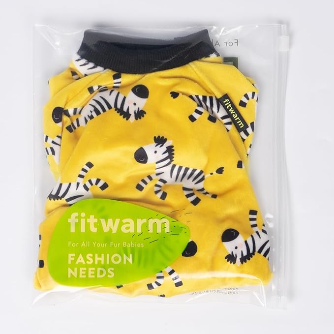 Fitwarm Zebra Dog Fleece Pajamas, Funny Winter Clothes for Small Dogs Boy Girl, Cozy Pet Onesie, Yellow, Black, White, XS