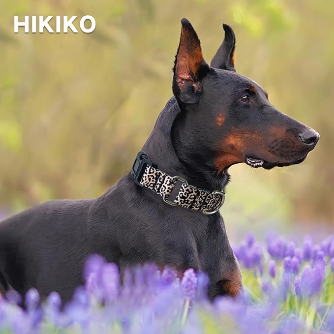 Hikiko Martingale Collar for Dogs Classic Leopard Dog Collar for Small Medium Large Dogs Durable Escape Proof Dog Collars (Leopard,Medium)