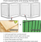 ZJSF Freestanding Foldable Dog Gate for House Extra Wide Wooden Grey Puppy Gate Stairs Dog Gates Doorways Tall Pet Gate 32" Height 4 Panels Pet Fence