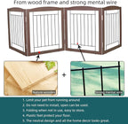 ZJSF Freestanding Foldable Dog Gate for House Extra Wide Wooden Brown Puppy Gate Stairs Dog Gates Doorways Tall Pet Gate 24 "Height 4 Panels Pet Fence