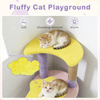 PETSITE 29-inch Cute Cat Tree, Multi-Level Small Cat Tree with Jute Scratching Post, Dangling Toy, Star and Moon-Shaped Perches, Ideal for Indoor Cats (Purple)