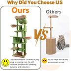 Anwick 68" Tall Cat Tree Tower with Scratching Posts, Cat House with Hammocks, Cat Condos for Indoor Cats, Removable Cushions, Multi-Level Cat Playground (Green)
