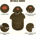 BEAUTYZOO Small Dog Hoodie Sweater with Pockets, Dog Clothes for Small Medium Dogs Boy Girl, Waffle-Like Laminated Cotton Pet Coats with Hat and Leash Hole, Army Green M