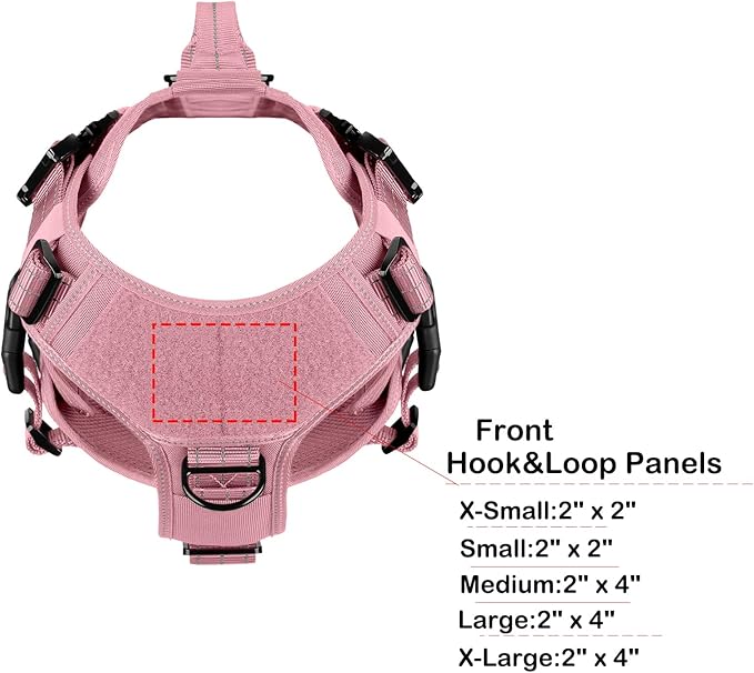 ICEFANG GN3 Tactical Dog Harness for Large Dogs, 6X Quick-Release Buckles,Dog Molle Vest with Handle,3/4 Body, Hook and Loop Panel for ID Patch,No Pulling Front Clip (L (Chest :28"-35"), Pink)
