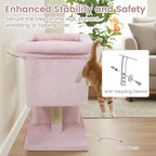 Tangkula Small Cat Tree for Indoor Cats, 25.5 Inch Cat Tower with Sisal Scratching Posts, 2 Large Cat Condos with Padded Top Perch, Modern Cat Climbing Furniture for Adult Cats & Kittens (Pink)