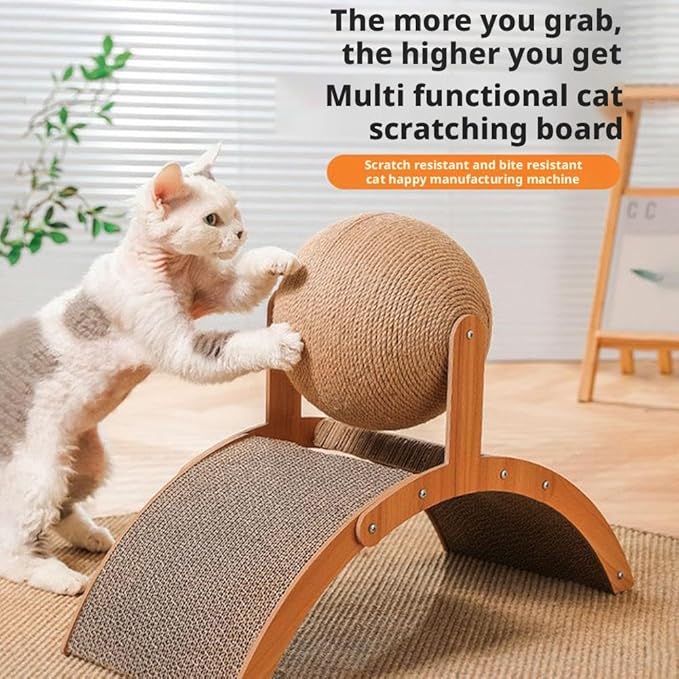 Interactive Cat Scratcher, Cat Scratching Post Design with Arch Bridge Balls-Stylish Cat Scratching Board, Natural Sisal Scratcher Ball, Fun and Engaging Scratching Post for and Exercise