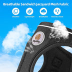 Hipubby Dog Harness and Leash Set, No Pull Soft Mesh Puppy Harness for Small Medium Dogs, Cats - Step in Reflective Breathable Lightweight Vest Harness for Walking, Training - Black, M