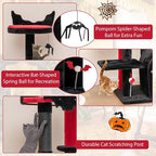 PETSITE Gothic Cat Tree, 53 Inch Multi-Level Cat Tower with Scratching Posts, Cat Bed, Arch-Shaped Condo, Pompom and Spring Balls, Goth Cat Tree for Indoor Cats Large