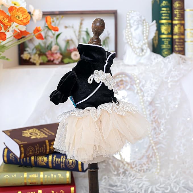 Furbabycare® Elegant Sweet Fashion Puppy Dog Blingbling Princess Skirt Pet Dog Lace Cake Camisole Tutu Dress I-Black X-Small