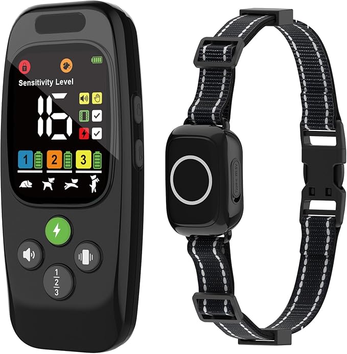 3-in-1 Dog Training Collar,Anti-Bark & Activity Monitor,3300ft Remote Range, LED Light, 3 Training Modes Beep Vibration Shock, Rechargeable Waterproof Dog Shock Collar for Small Medium Large Dogs