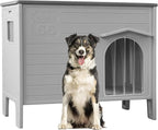 Durable Waterproof Plastic Dog House for Outdoor Indoor,Large Dog House with Side Window Elevated Floor, Easy to Assemble Easy to Clean