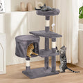 Cat Tree, 36 Inches Indoor Cat Tree Tower Condo, Natural Sisal Cat Scratching Post with Cozy Bed, Small Cats Tree for Kittens, Soft Perch & Cute Toys, Light Gray
