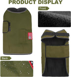 BEAUTYZOO Dog Winter Coat for XX-Large Dogs Waterproof, Warm Reflective Great Dane Oxford Canvas Jacket, Fleece Dog Cold Weather Coats Windproof for Female Male Dogs, Green XXL