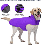 Dog Winter Coat, Waterproof Dog Jacket with Leash Hole, Reflective Adjustable Pet Snow Vest, Warm Fleece Sweater for Small Medium Large Dogs - Purple, 3XL