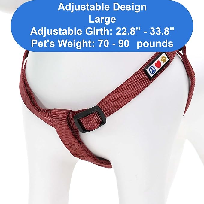 Pawtitas Solid Step-in Dog Harness – Adjustable No-Pull Vest for Puppies to Seniors, Safe & Comfortable L Marsala