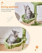 Taoqimiao Cat Tree,38.5-Inch Cat Tower for Indoor Cats,Suitable for Kittens with Luxurious cat condo with Adjustable Baskets and Luxurious Perch MS029SGR Green