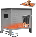 Rockever Heated Dog House Outdoor Indoor for Small Medium Dogs, Insulated Dog House with Heating Pad, Plastic Elevated Outdoor Dog House Waterproof Dog Kennel, Clean Easily(M & Heating Mat)