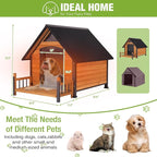 Dog House Outdoor Insulated, Sturdy & Warm Winter Puppy Shelter, 45" L Large Dog Kennel with Chew-Proof Iron Frame, Suitable for Small to Large Dogs(Brown)